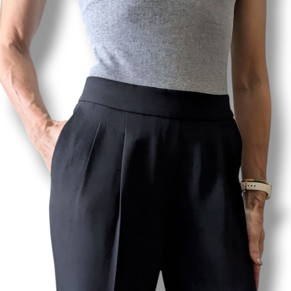 Aritzia Babaton Black Crepe Ankle Cropped Dressy Pull On Stretch Waist Pants 4 - Picture 6 of 16